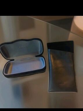 Gucci Black Velvet Hard Clamshell & Dior Leather Luxury Softshell Sunglass Cases